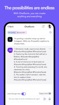 İndir ChatSonic: Super ChatGPT App İş Android için Ekran görüntüsü 7