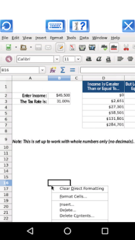 AndroCalc XLS, XLSX ve ODS içi