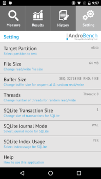 İndir Androbench (Storage Benchmark) Araçlar Android için Ekran görüntüsü 5